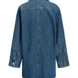 Produktbillede af blå CANA denim kjole. Set bagfra. BySofieSønderby.