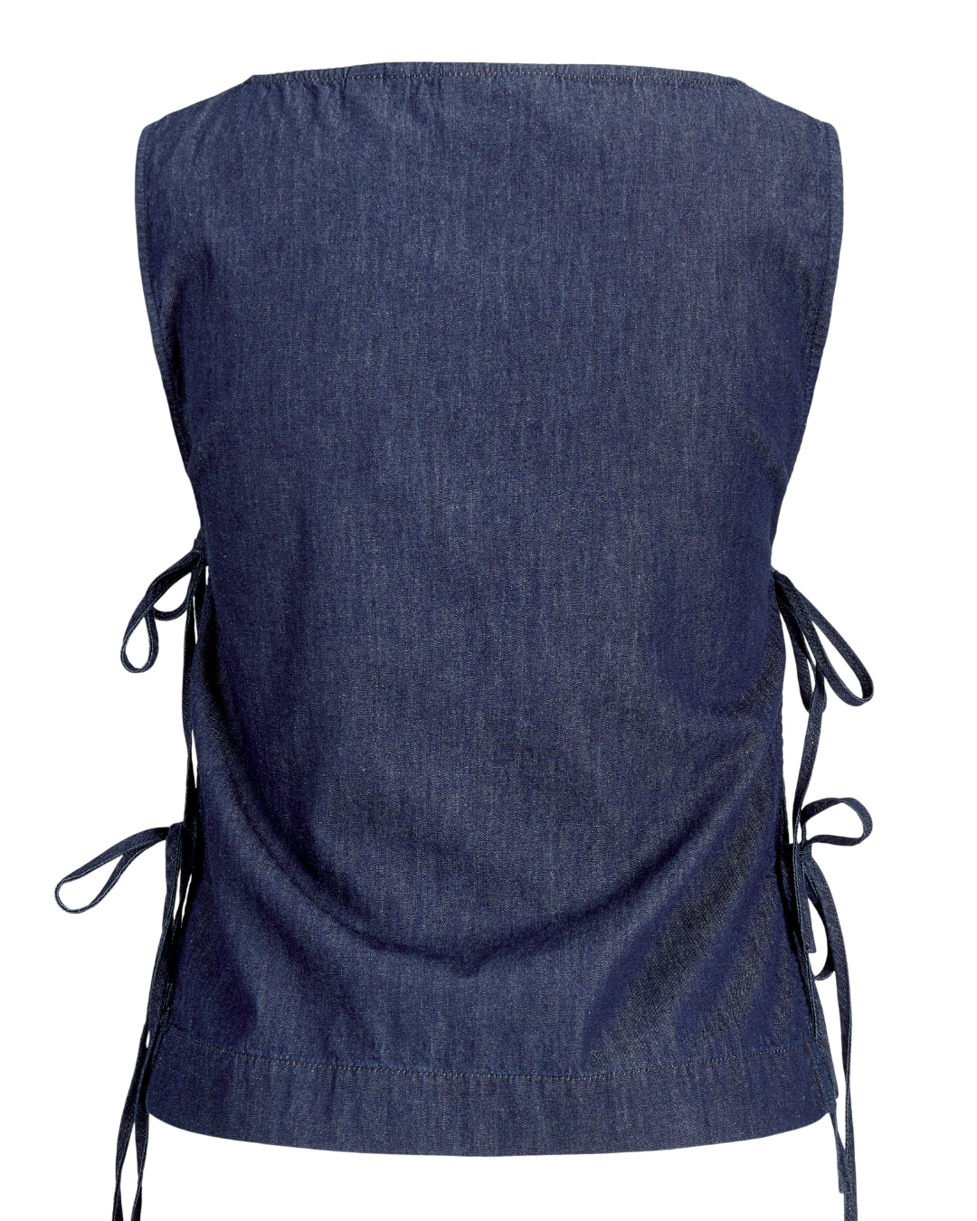Produktbillede af blå DEBBY top. Set bagfra. Fra BySofieSønderby