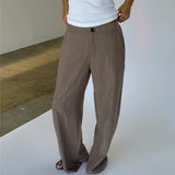 Modelbillede af ELLIOT wide leg bukser, sand. Fra BySofieSønderby