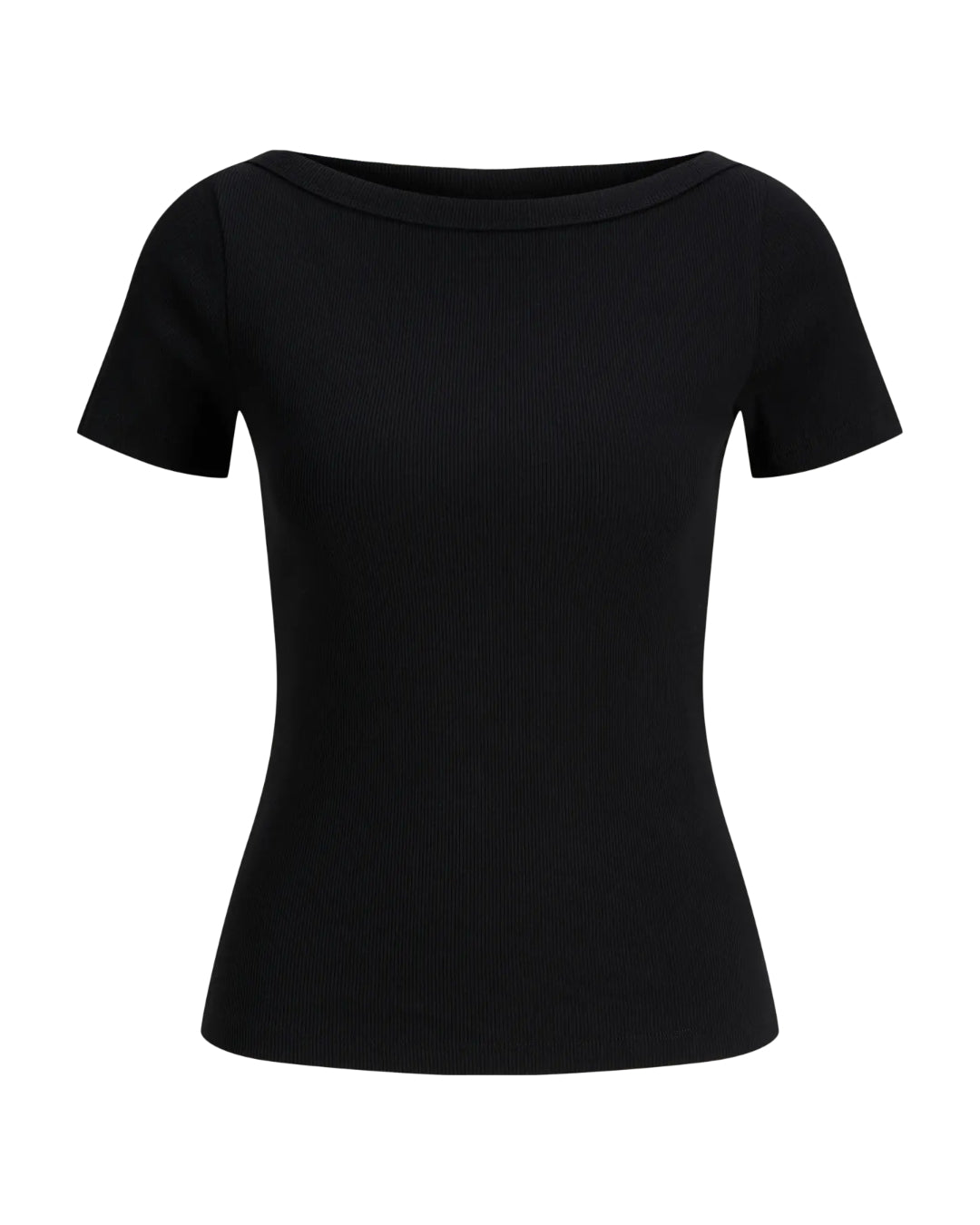 Produktbillede af sort FIFI boatneck t-shirt. Set forfra. Fra BySofieSønderby