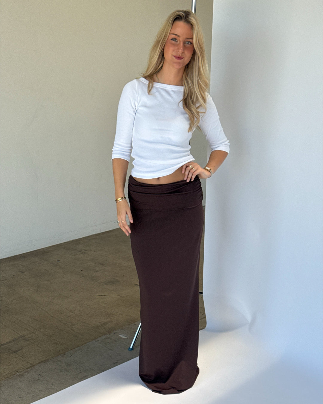 Modelbillede af brun FLORENCE nederdel. Fra BySofieSønderby