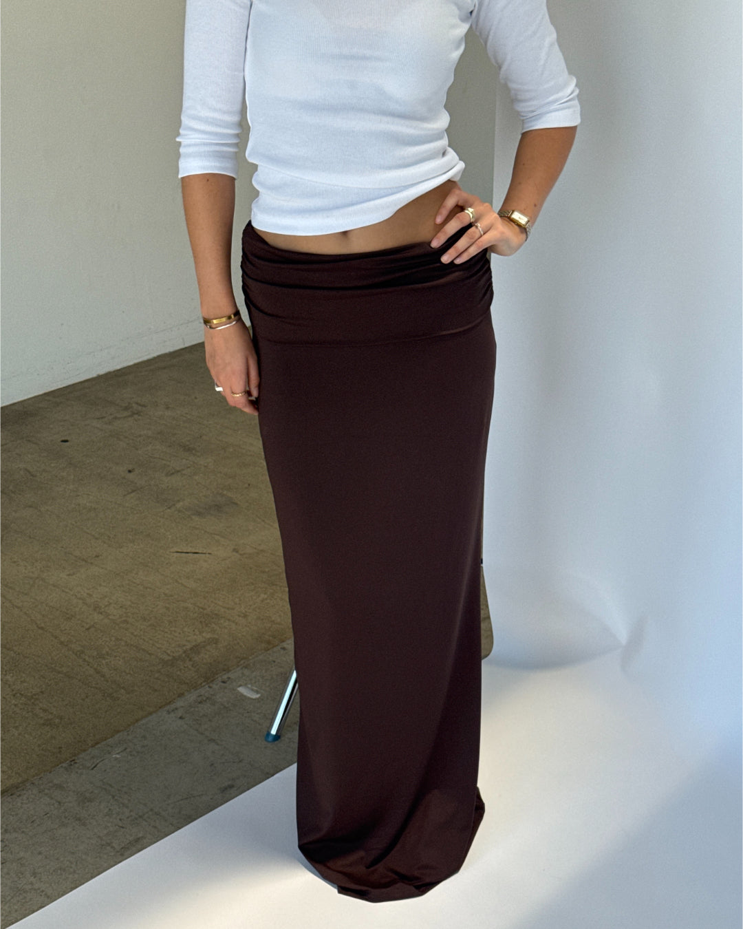 Modelbillede af brun FLORENCE nederdel. Fra BySofieSønderby