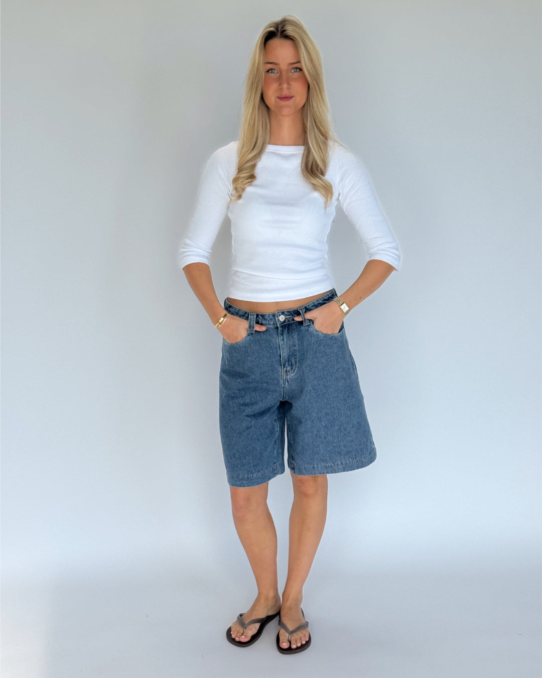 Modelbillede af blå GEORGINA jorts. Fra BySofieSønderby