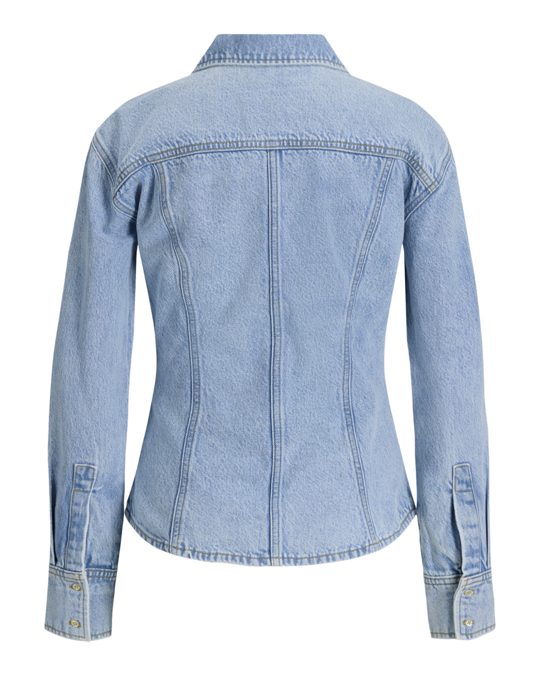 Produktbillede af lyseblå MINA denim skjorte. Set bagfra. Fra BySofieSønderby