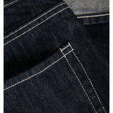 Detaljetbillede af mørkeblå TOKYO denim jorts med fold. Fra BySofieSønderby