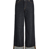Produktfoto af mørkeblå Tokyo jeans. På hvid baggrund. Fra BySofieSønderby