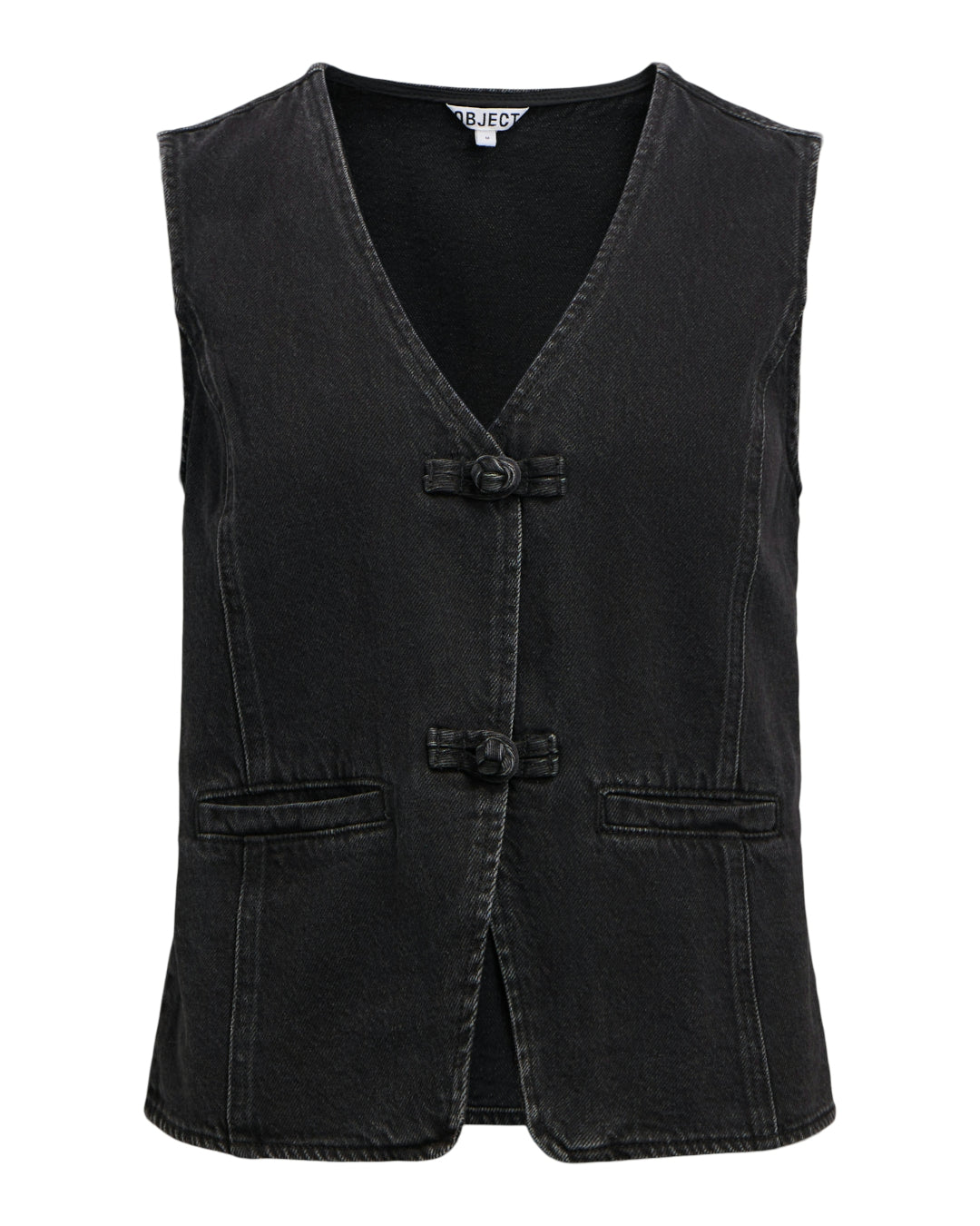 Produktbillede af sort ZARAFINE vest. Set forfra. Fra BySofieSønderby.