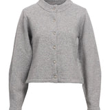 Produktfoto af grå ZARI strikcardigan. Set forfra. Fra BySofieSønderby